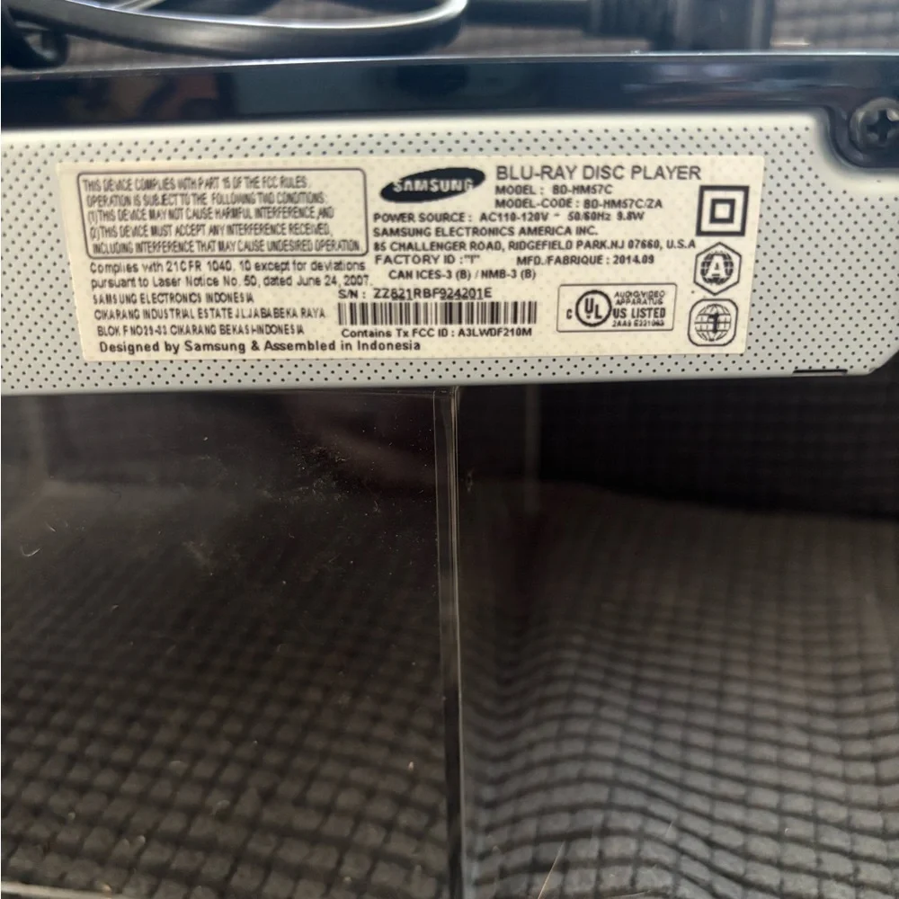 Samsung Black Blu-ray Disc Player BD-HM57C WiFi no remote